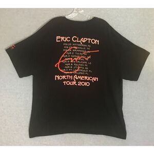 Eric Clapton 2010 North American Tour T-Shirt Mens 2XL Black Short Sleeve Cotton